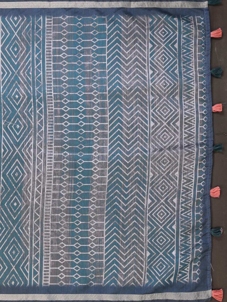 Multicolor Geometric Printed Chanderi Saree