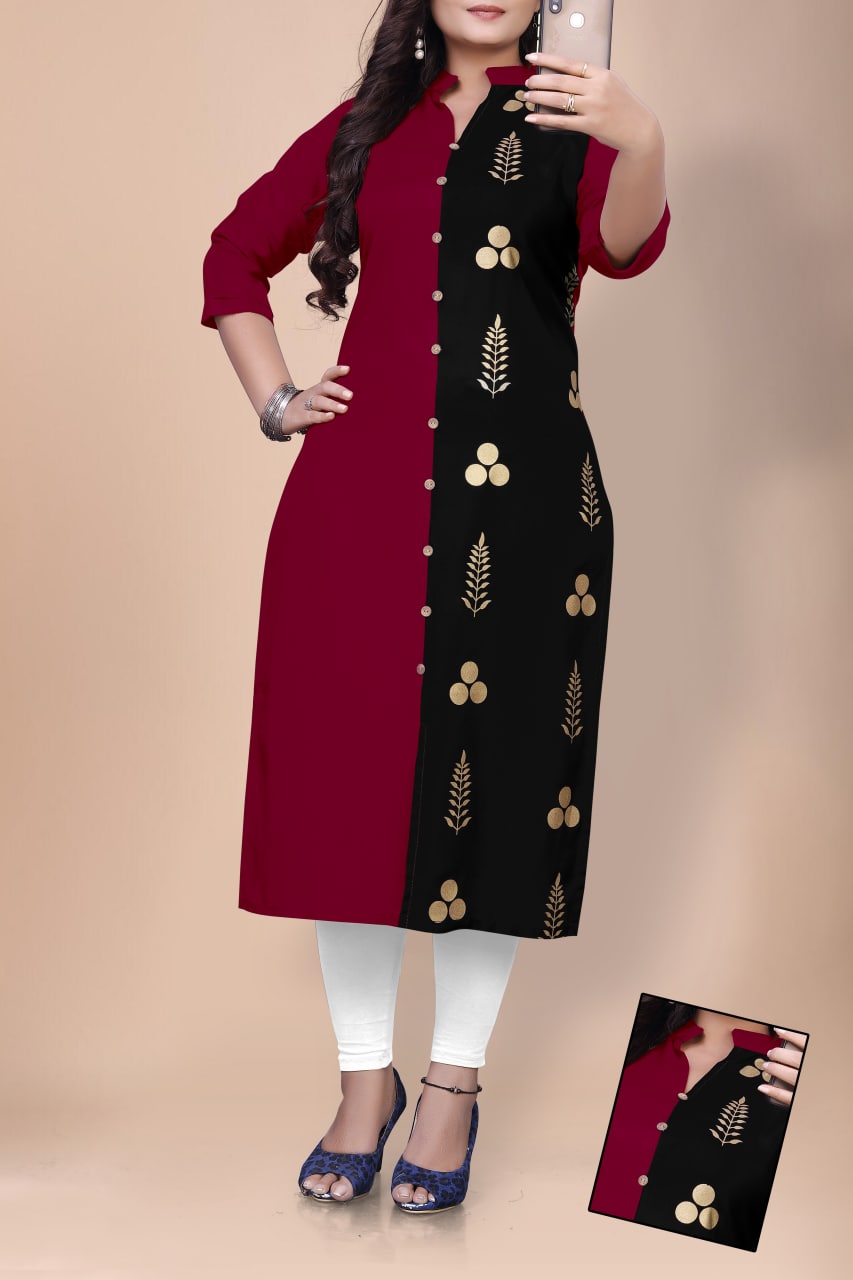 Designer Gold Printed Kurtis