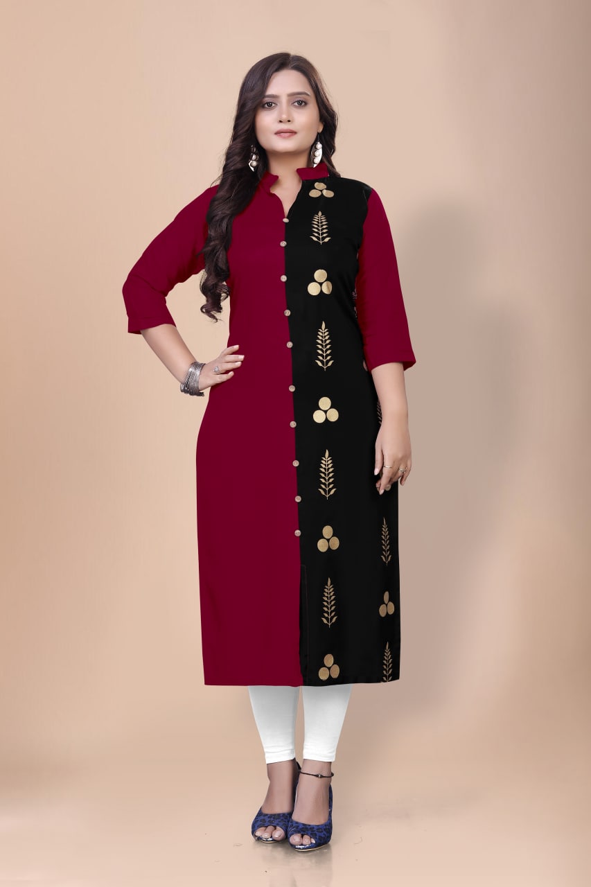 Designer Gold Printed Kurtis