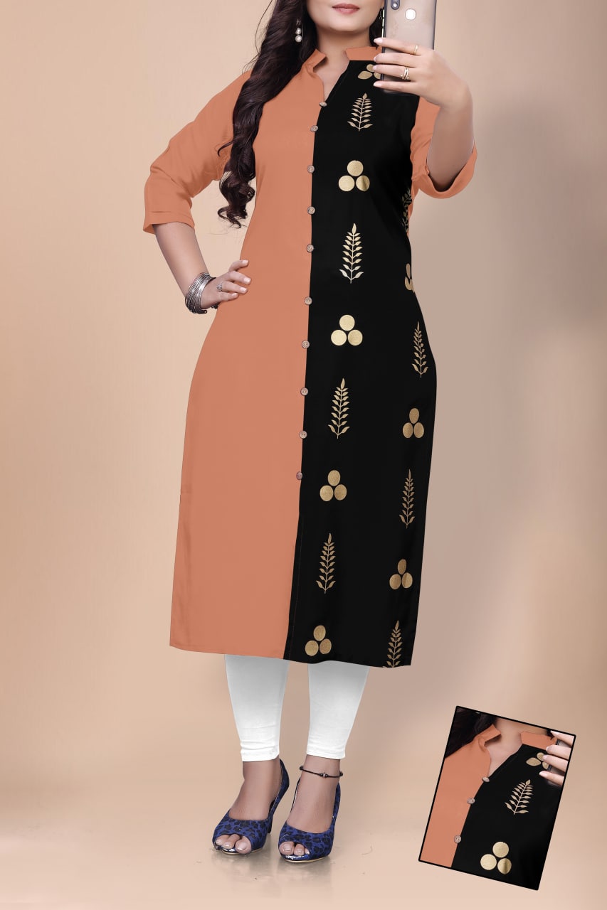Designer Gold Printed Kurtis