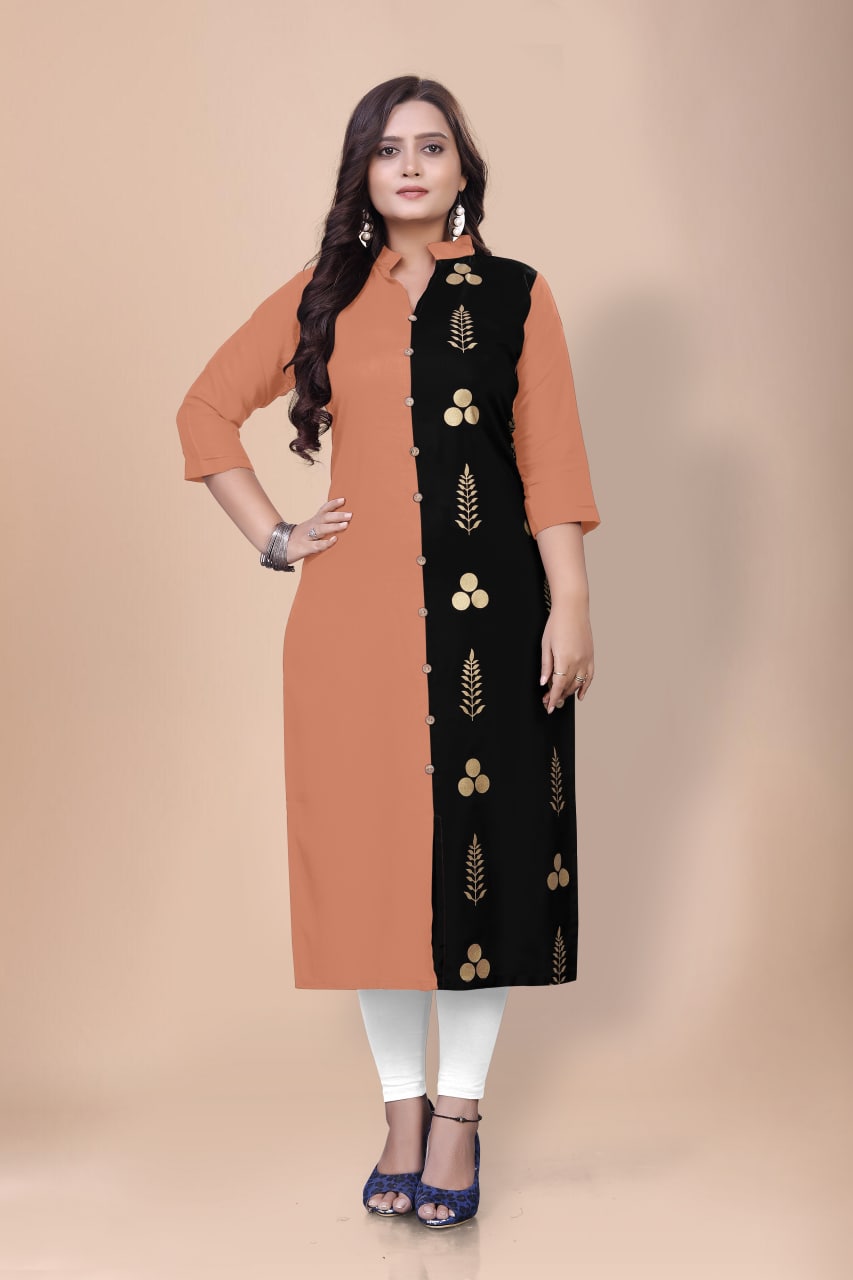 Designer Gold Printed Kurtis