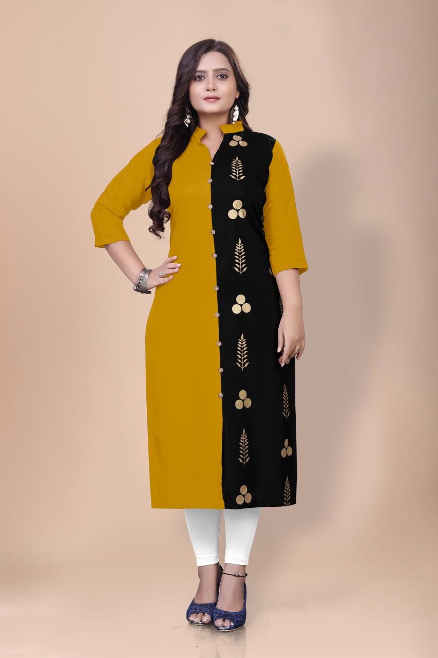 Designer Gold Printed Kurtis