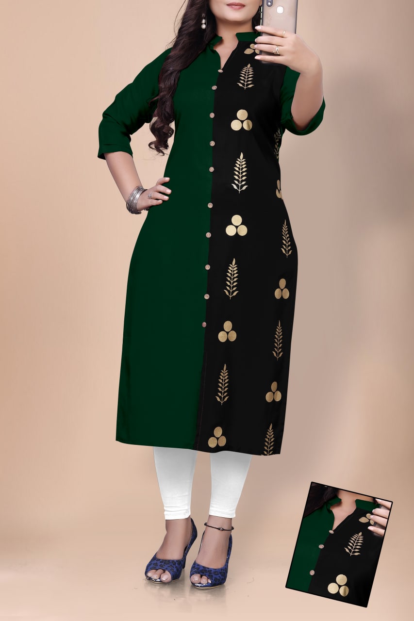 Designer Gold Printed Kurtis