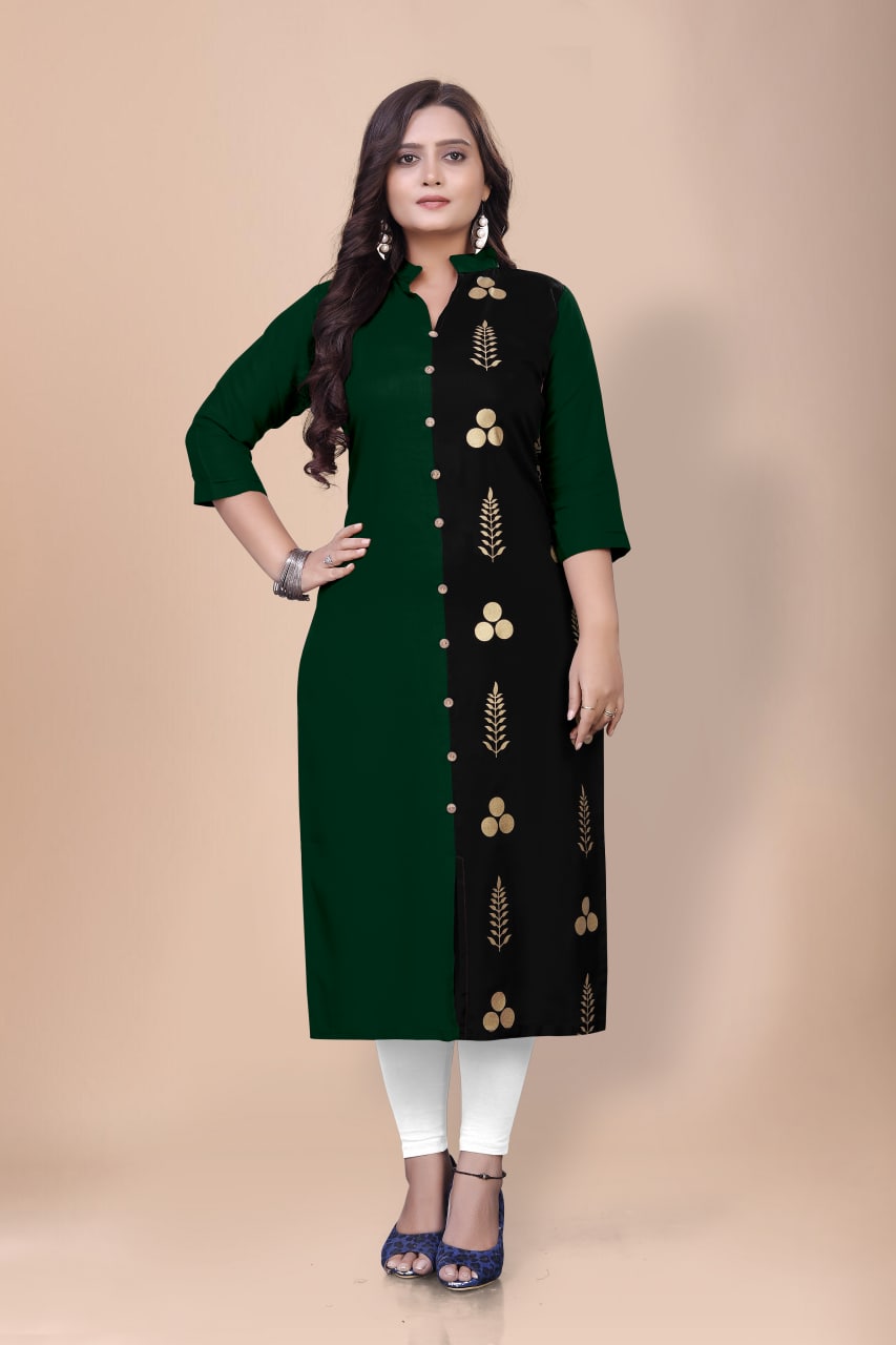Designer Gold Printed Kurtis