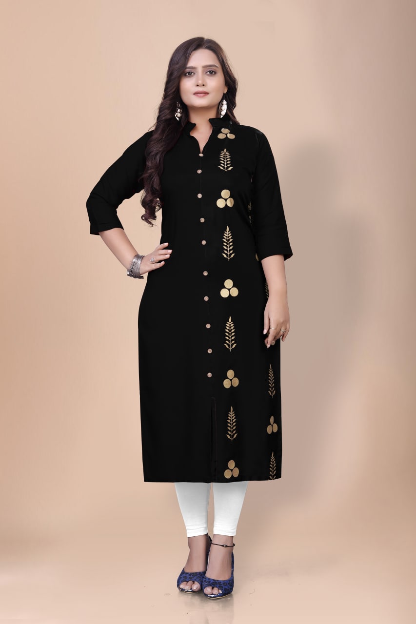 Designer Gold Printed Kurtis