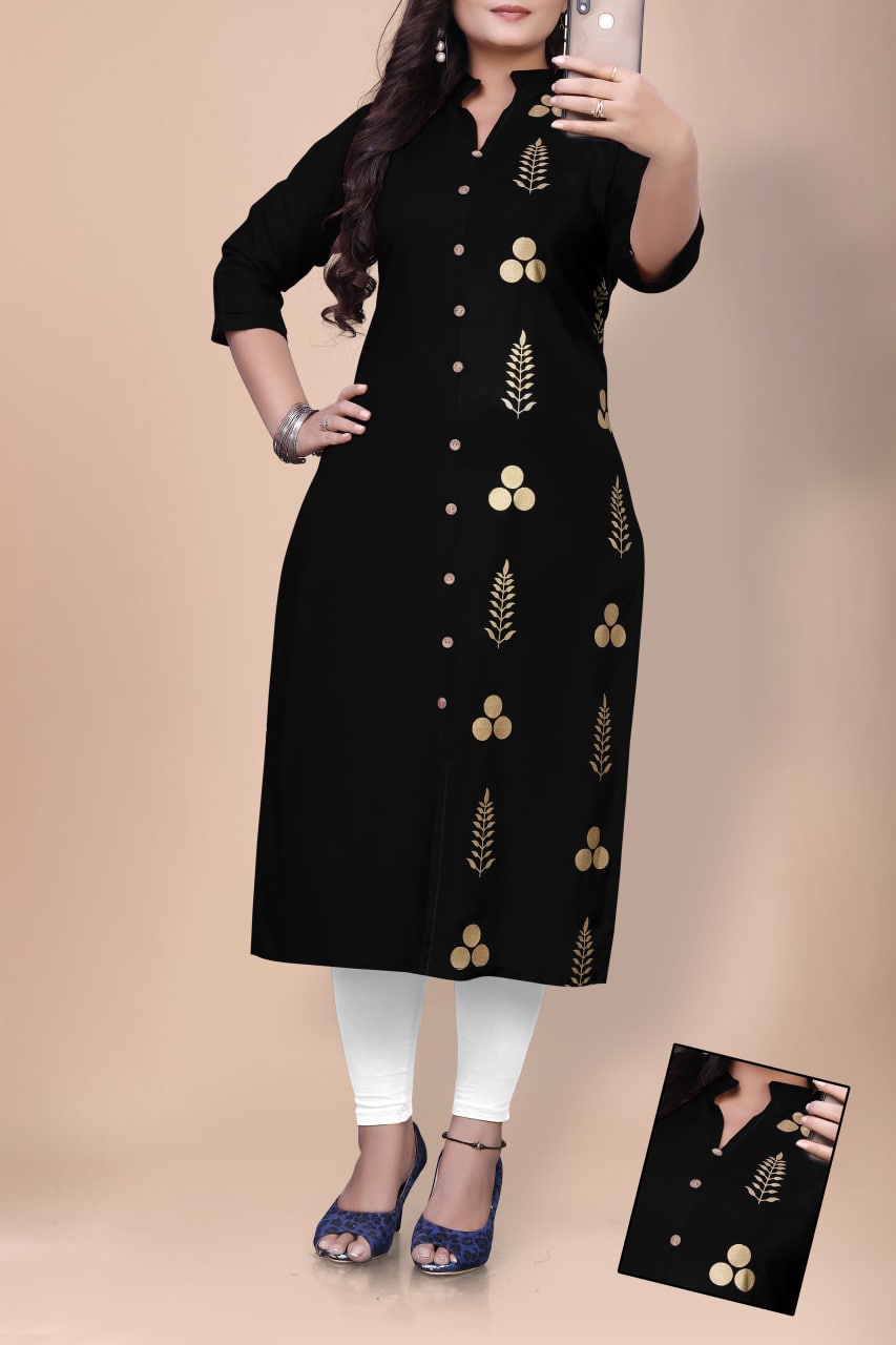 Designer Gold Printed Kurtis