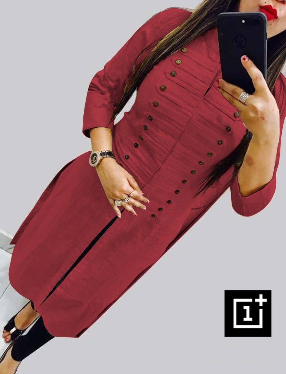 Magic Cotton Button Work Kurtis