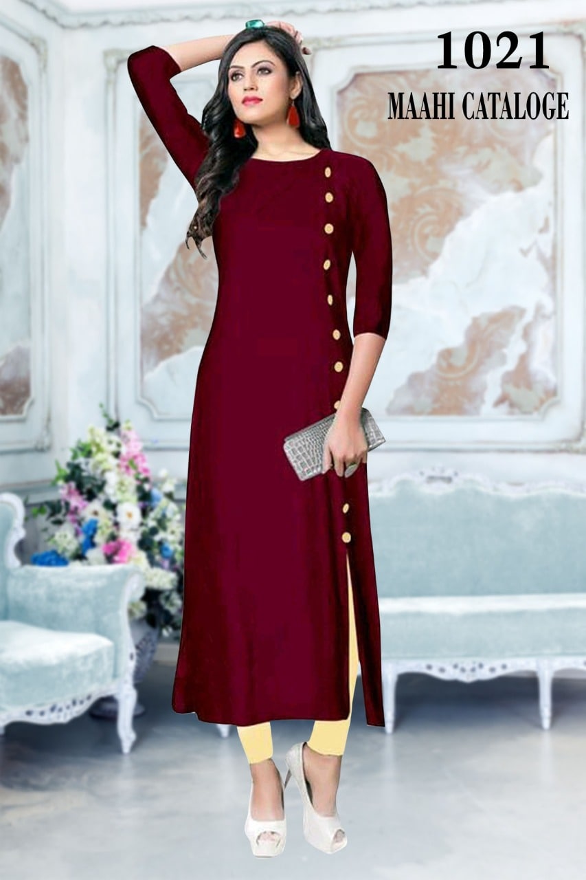 Elegant Button Style Rayon Kurtis