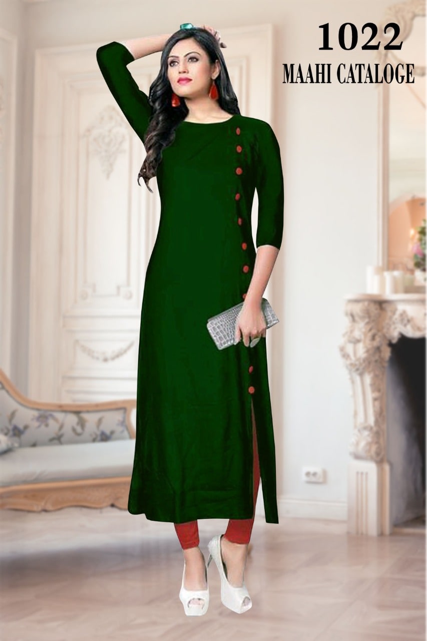 Elegant Button Style Rayon Kurtis
