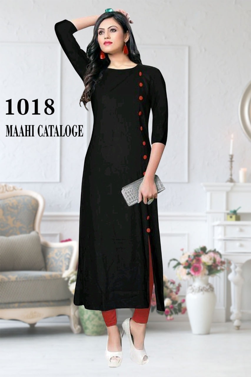 Elegant Button Style Rayon Kurtis