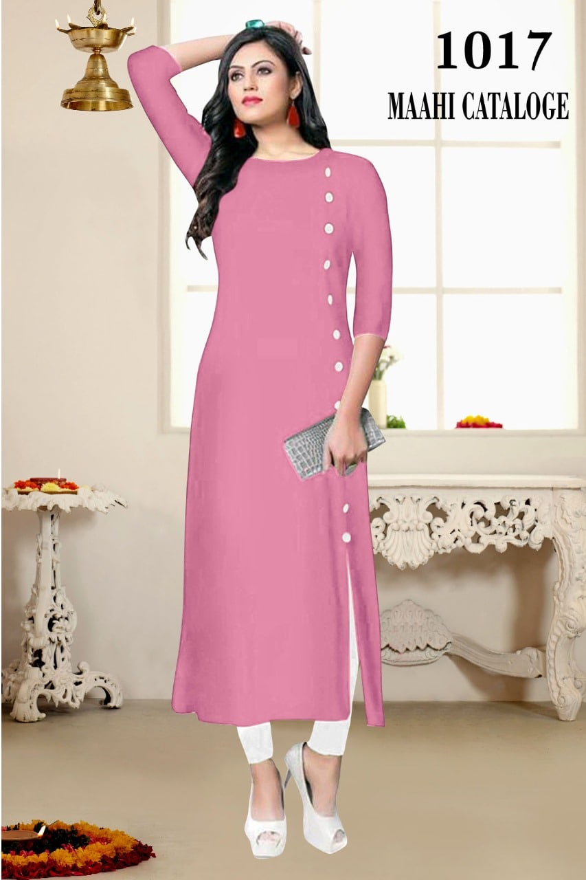 Elegant Button Style Rayon Kurtis