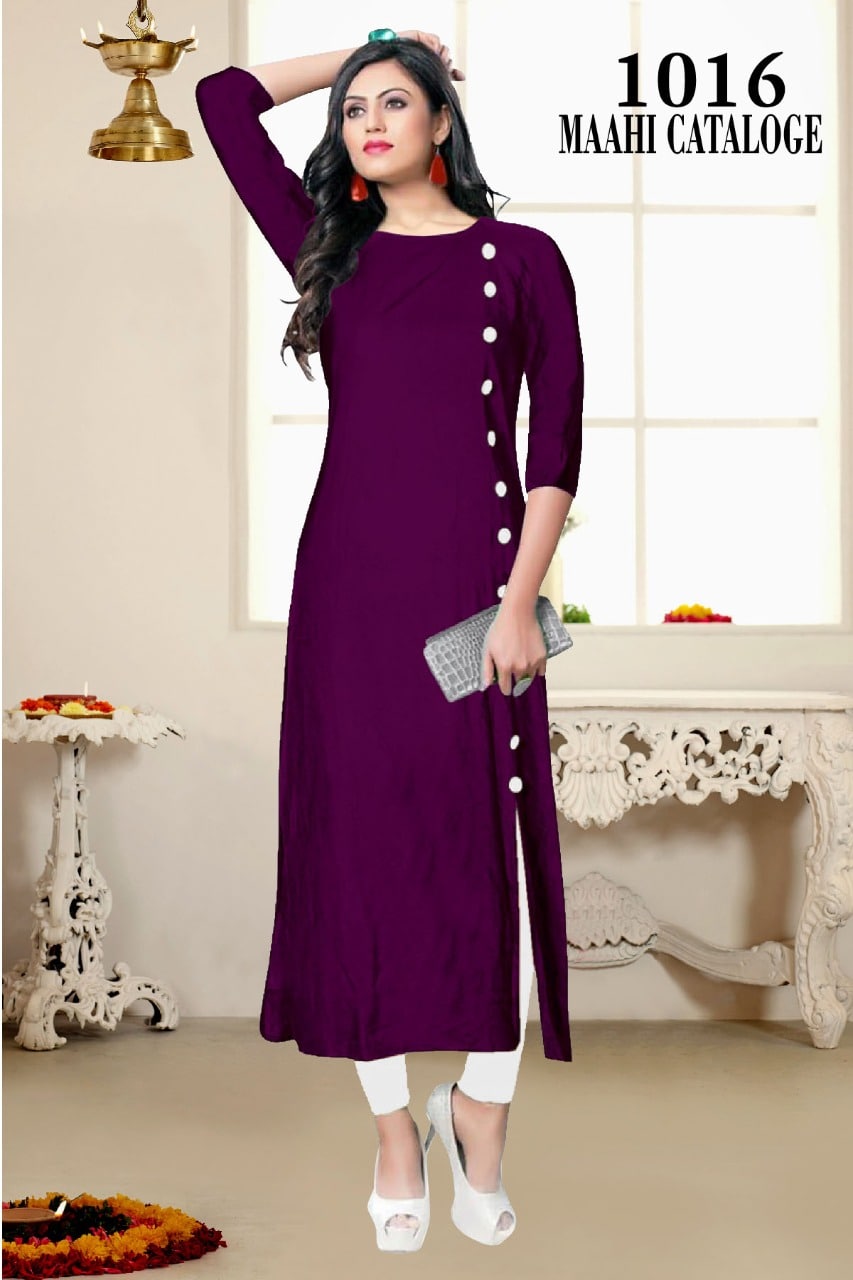 Elegant Button Style Rayon Kurtis