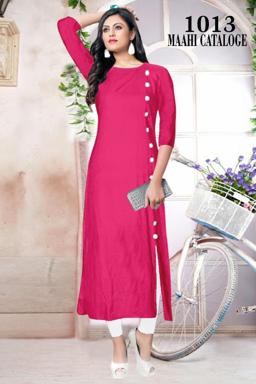 Elegant Button Style Rayon Kurtis