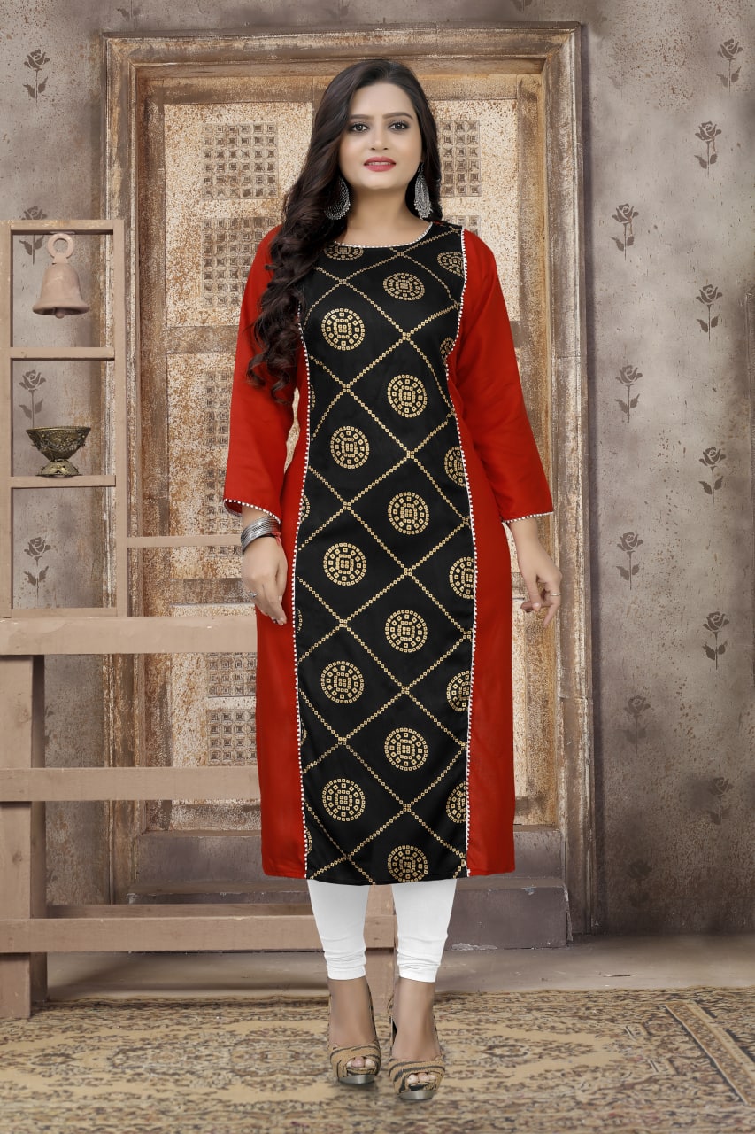 Rayon Foil Printed Kurti