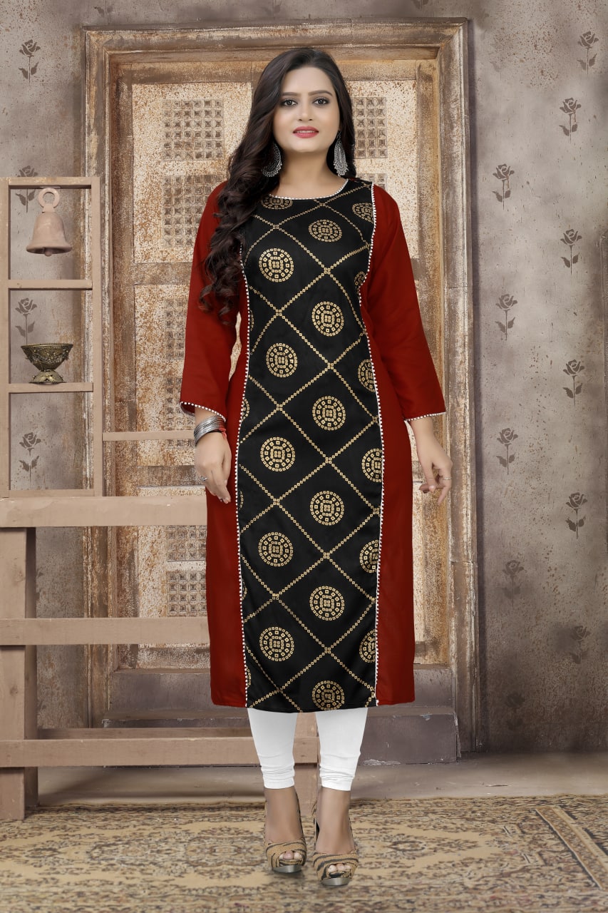 Rayon Foil Printed Kurti