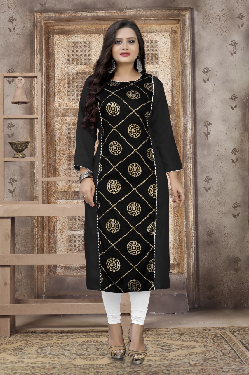 Rayon Foil Printed Kurti