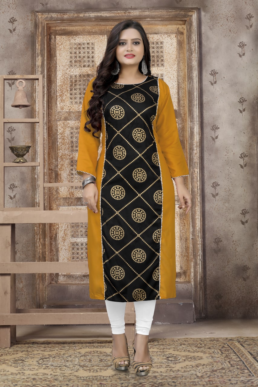Rayon Foil Printed Kurti
