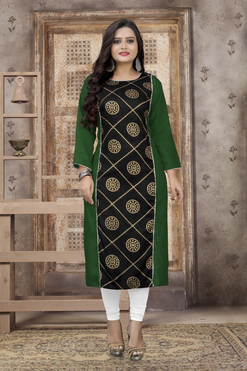 Rayon Foil Printed Kurti