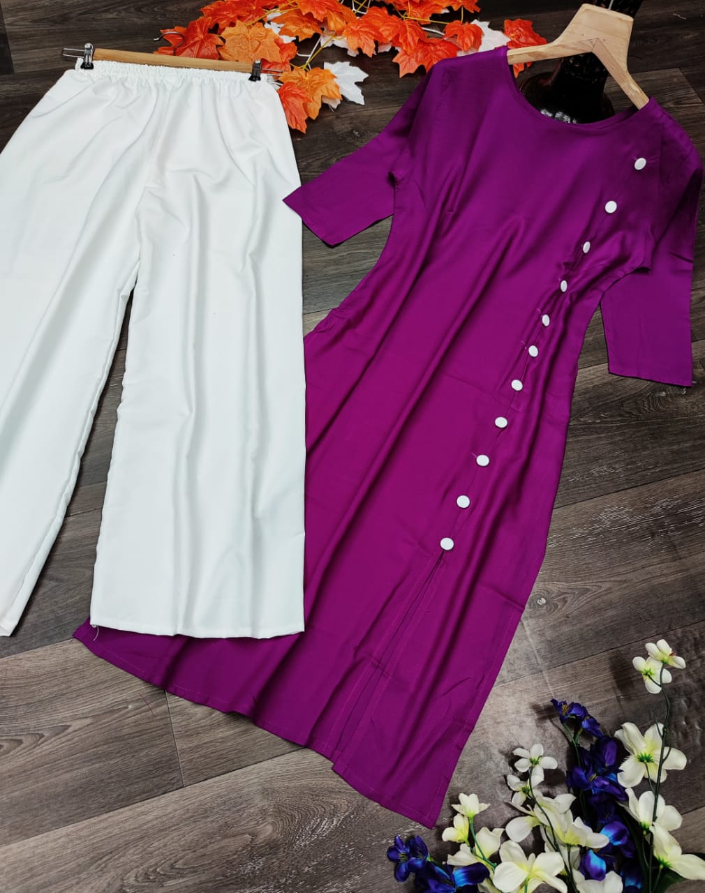 Kurti-Plazzo Set – Rayon & Crepe