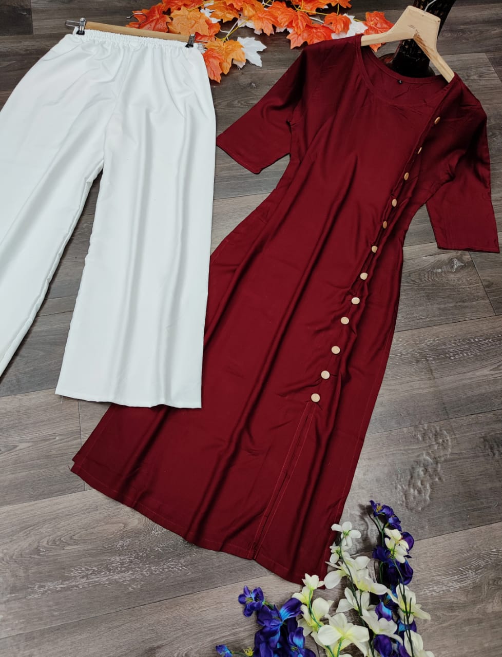 Kurti-Plazzo Set – Rayon & Crepe