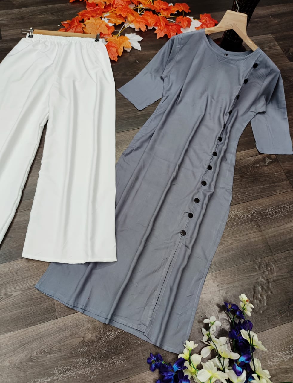 Kurti-Plazzo Set – Rayon & Crepe