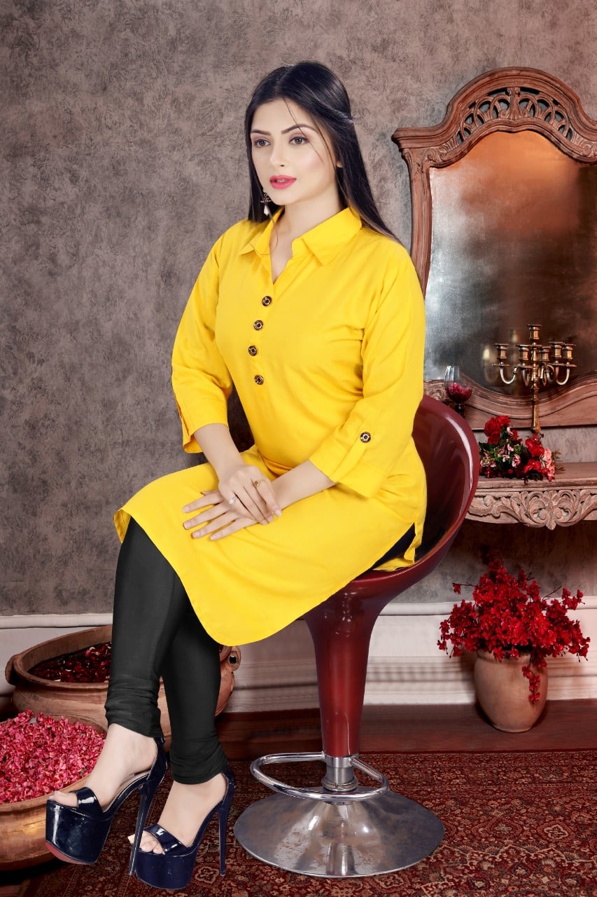 Stylish Rayon Kurtis with Button 🌸