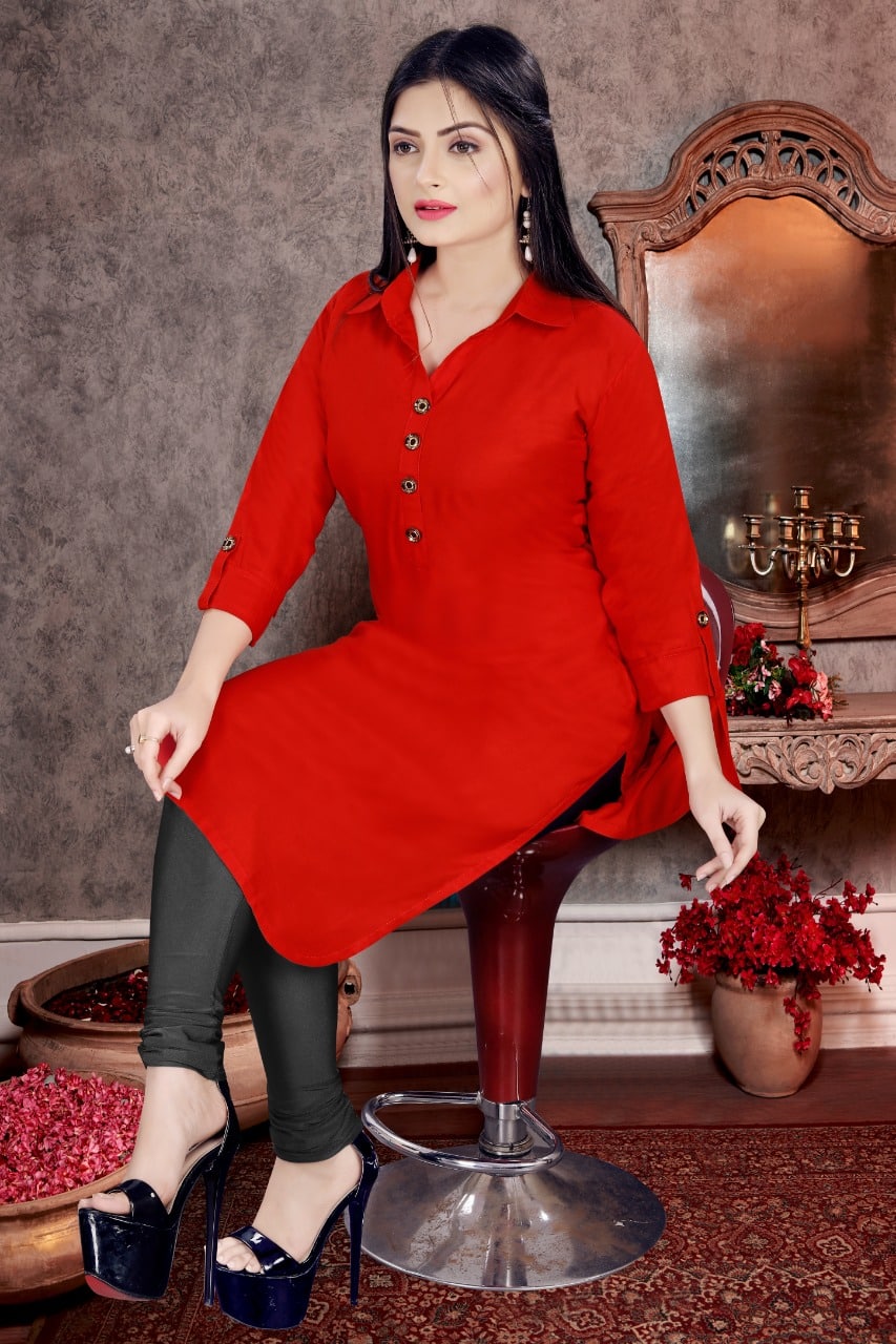 Stylish Rayon Kurtis with Button 🌸