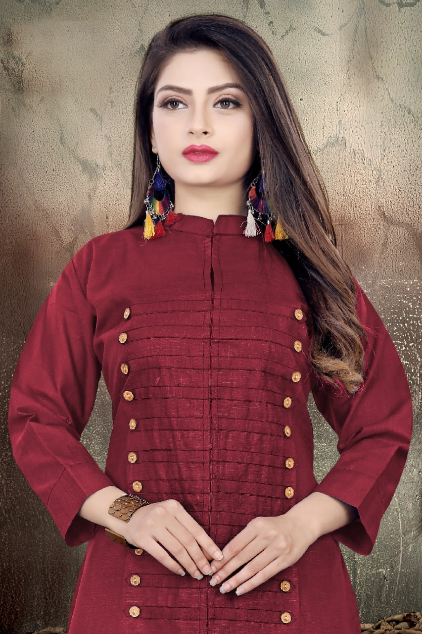 Breezy Magic Cotton Kurtis with Wooden Buttons