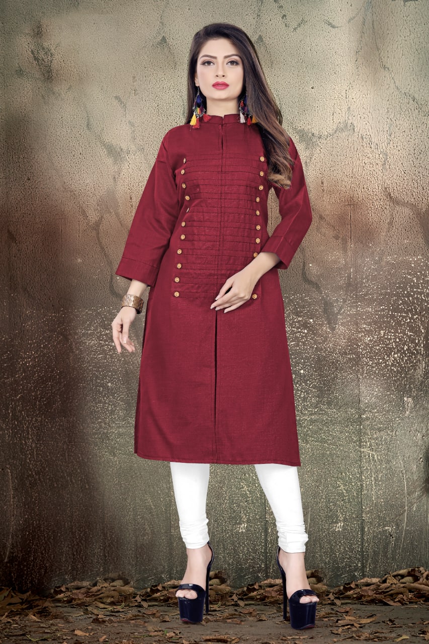 Breezy Magic Cotton Kurtis with Wooden Buttons