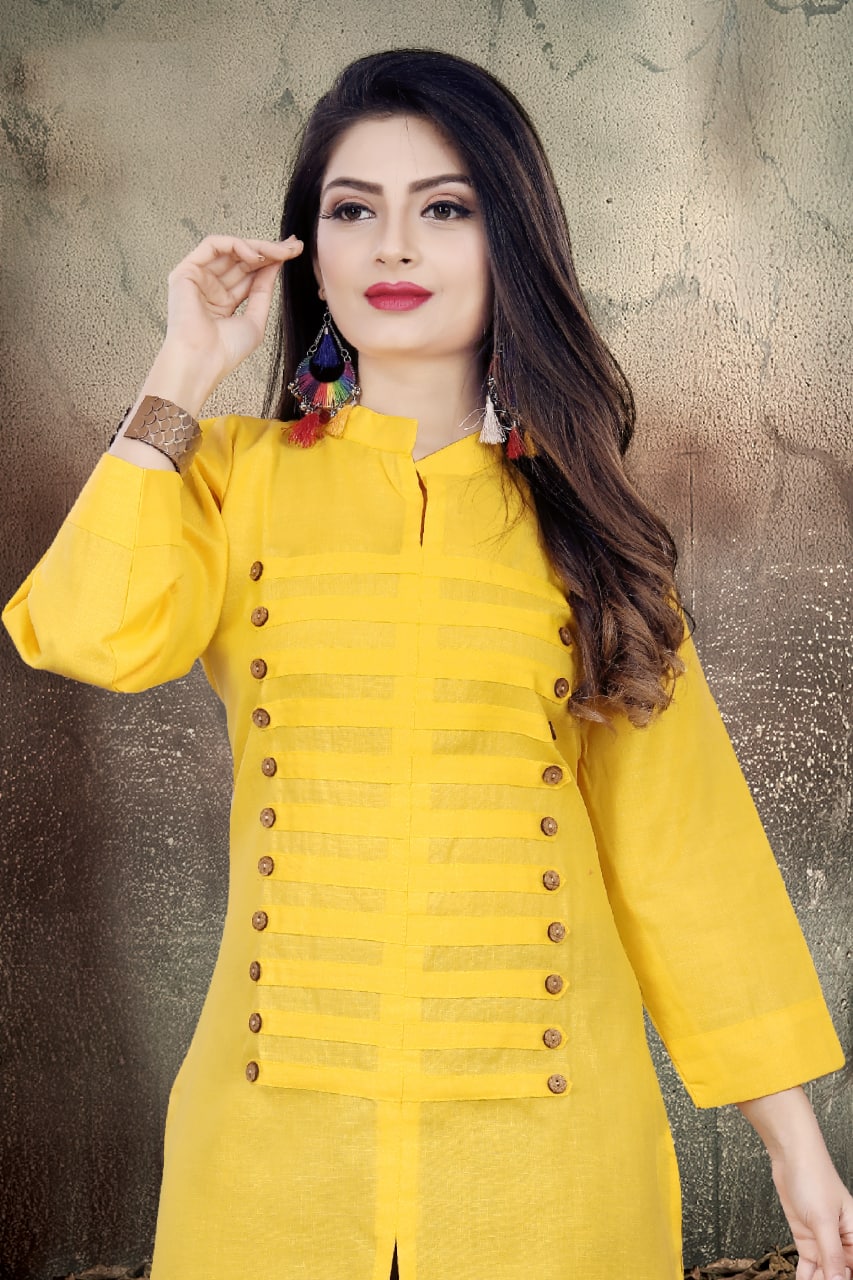 Breezy Magic Cotton Kurtis with Wooden Buttons