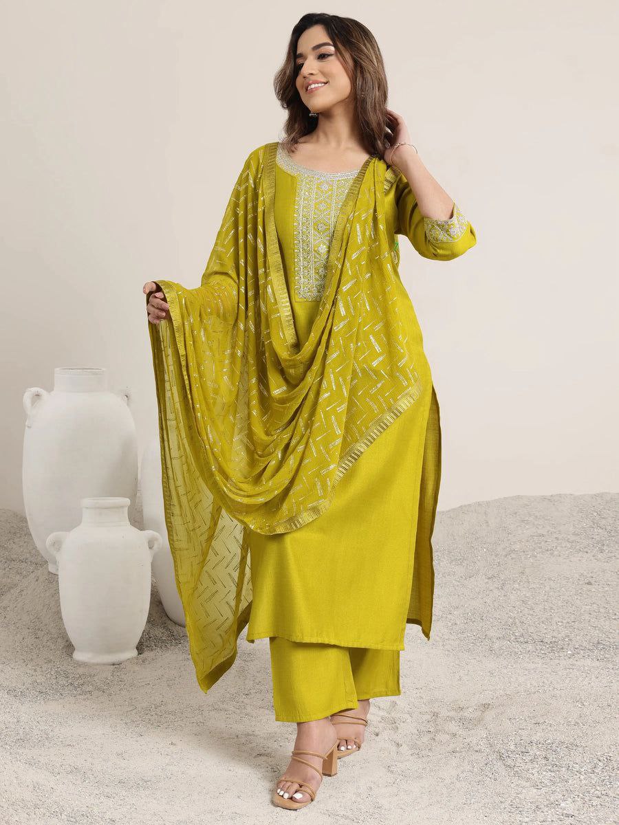 Premium Embroidered Rayon Slub Kurta Pant Set with Amrai Silk Dupatta | Festival & Party Wear Collection
