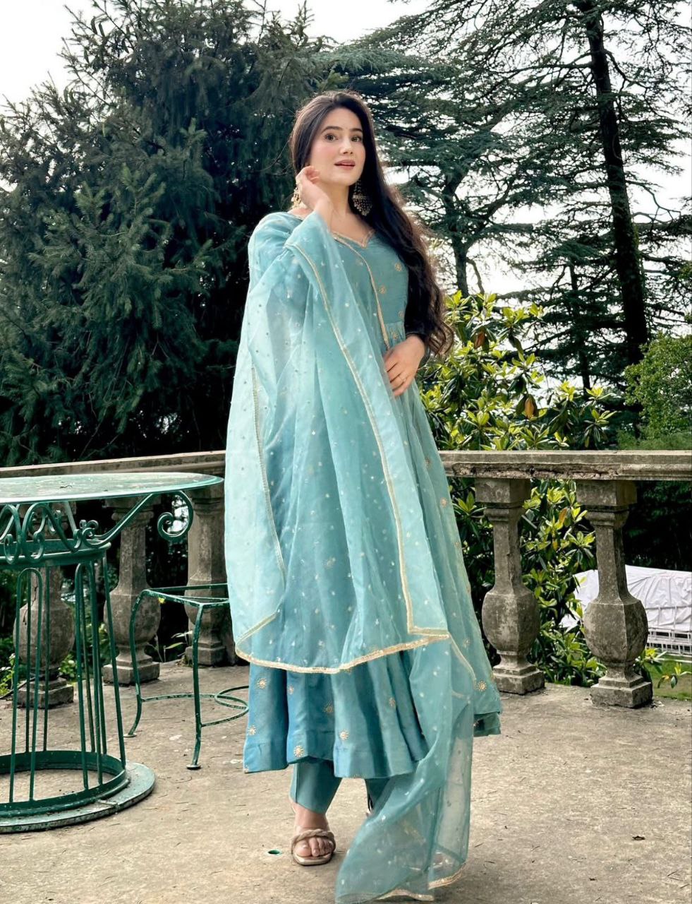 Premium Barbary Silk Embroidered Kurti with Twill Net Dupatta | Elegant Festive & Party Wear