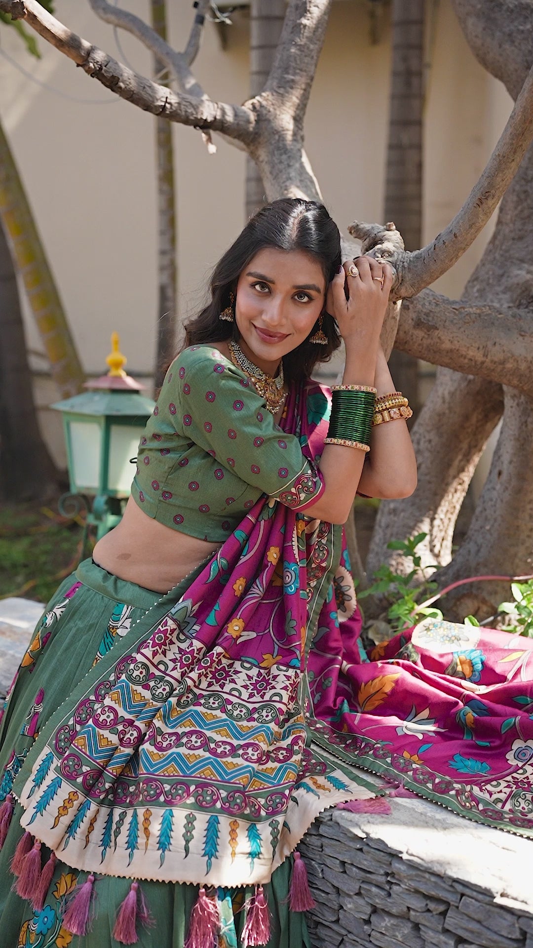 Tussar Silk Floral Patola Lehenga Set