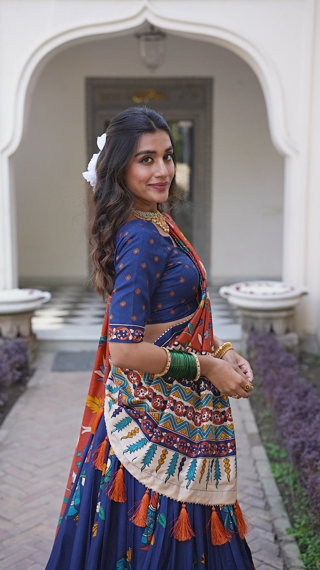 Tussar Silk Floral Patola Lehenga Set