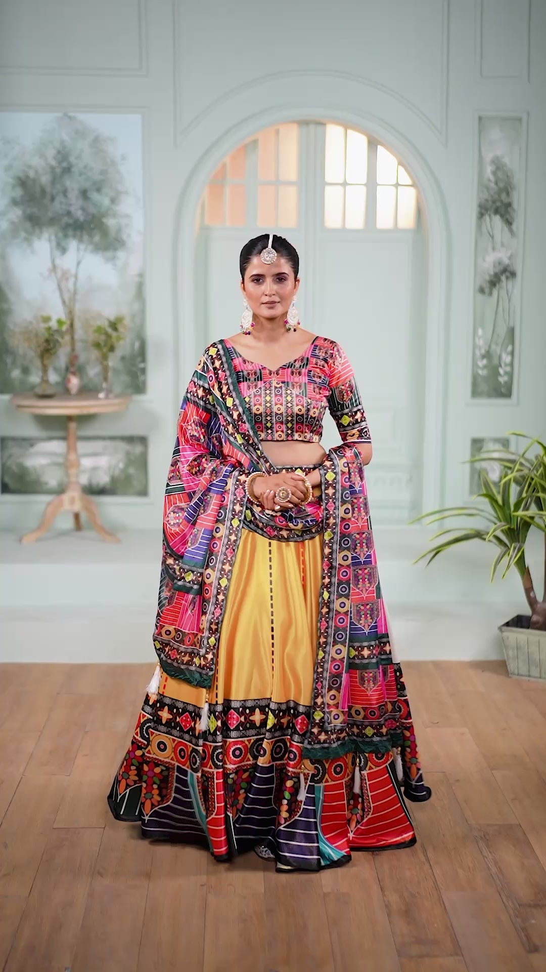 Zari Gota Digital Print Lehenga Set with Chinon Dupatta