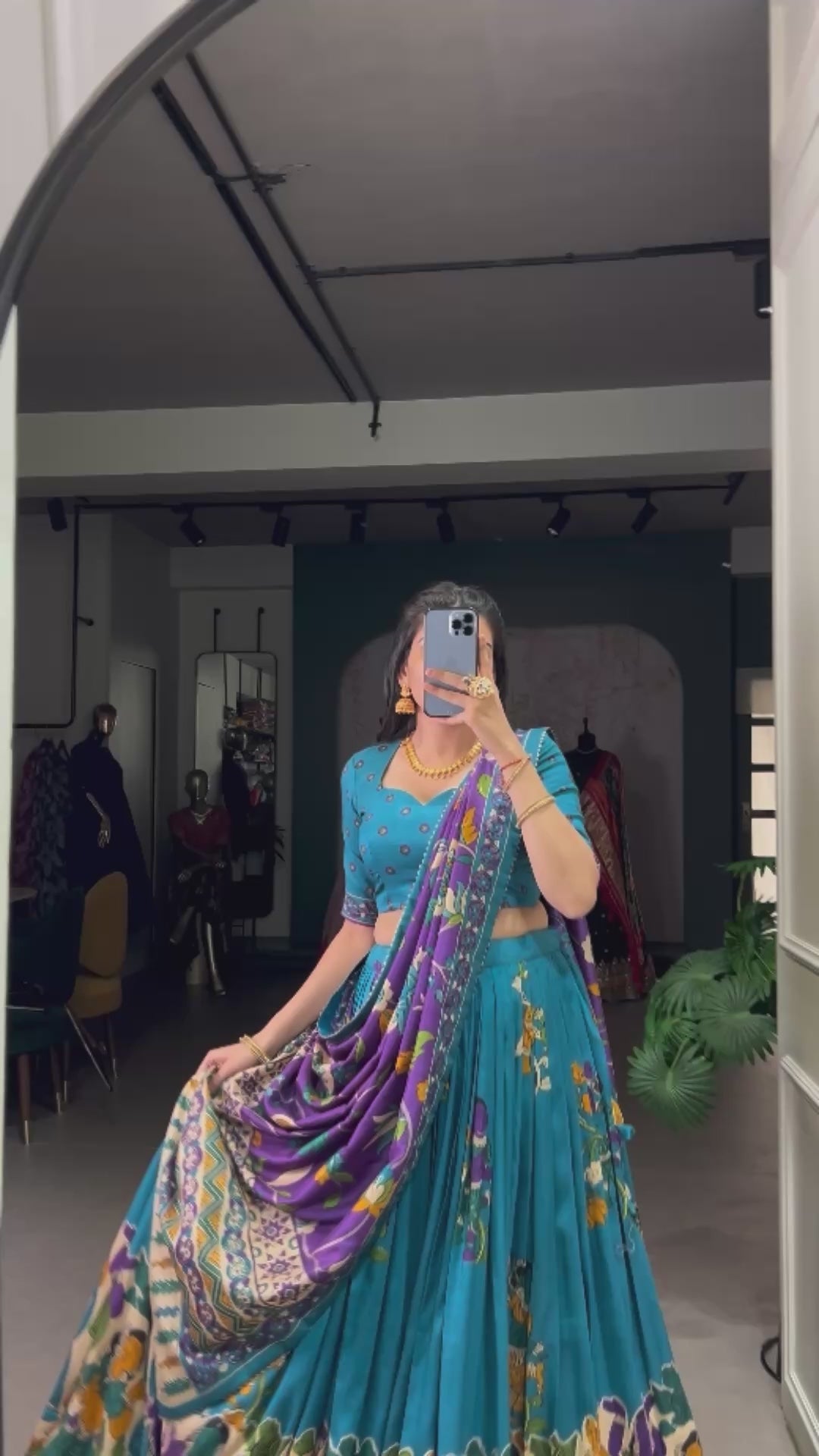 Tussar Silk Floral Patola Lehenga Set