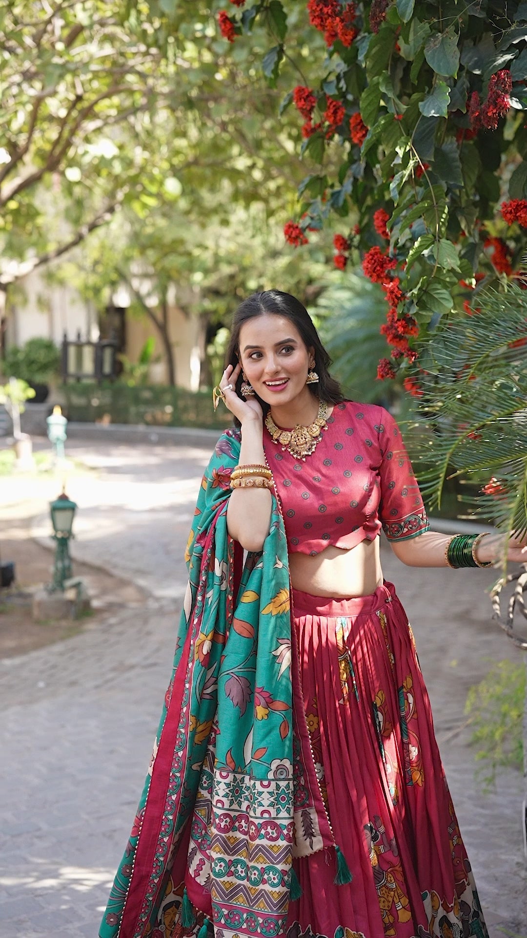 Tussar Silk Floral Patola Lehenga Set